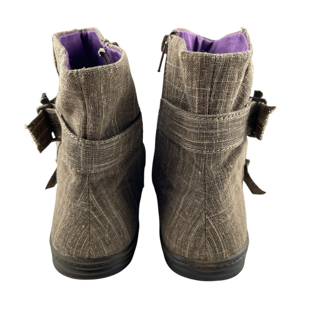 Blowfish Malibu Women's Slouchy Ankle Booties 8 Brown Double Buckle Ruched Boots - Picture 5 of 10